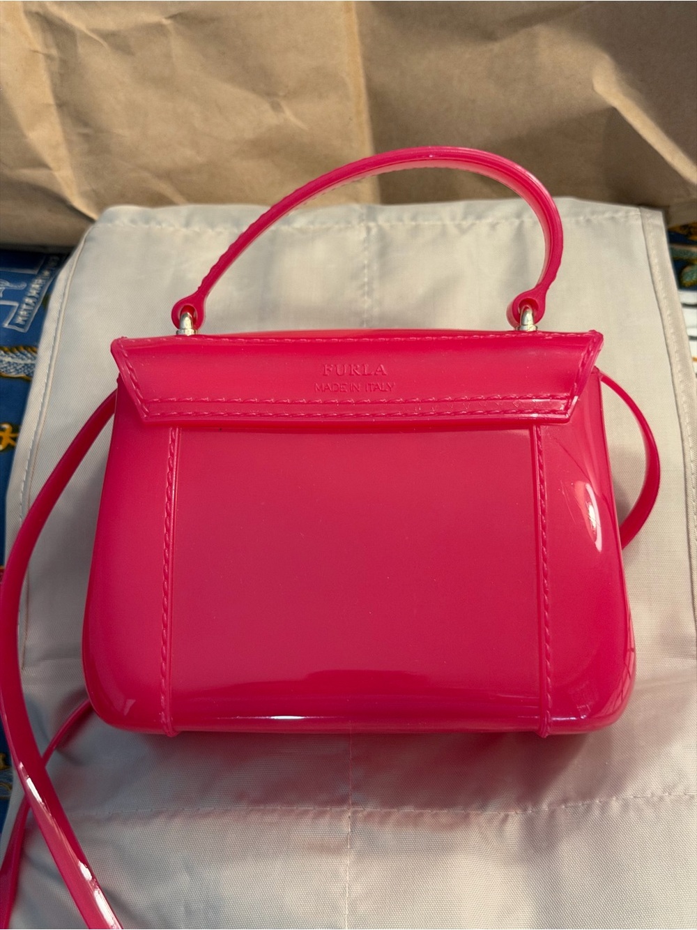 Furla Hot Pink Jelly Crossbody Bag EUC
With free Furla Bag Charm - Picture 11 of 16